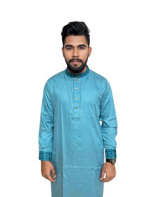 Elegant Sky Blue Embroidered  Classic Panjabi_img_1
