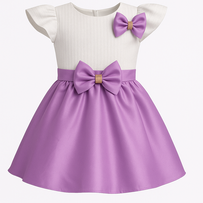Kids Girls Fashionable Rainstone Bow Party Dress_img_1