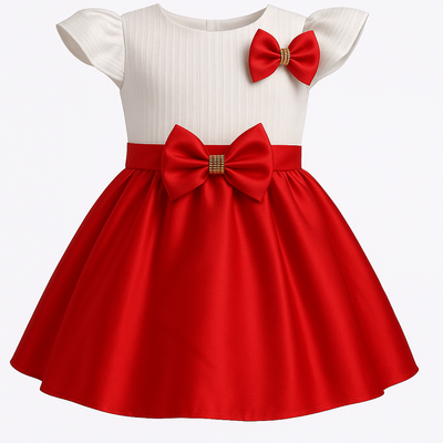 Kids Girls Fashionable Rainstone Bow Party Dress_img_2