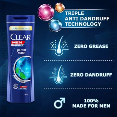 Clear Men Cool Sport Menthol Anti-Dandruff Shampoo 310ml (Unilever Original)_img_2