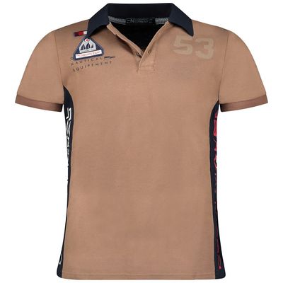 Polo Shirt, Taupe Embroidered Prints and Badge_img_0
