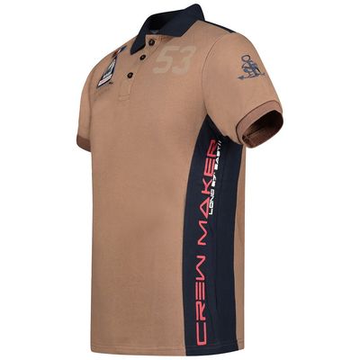 Polo Shirt, Taupe Embroidered Prints and Badge_img_2