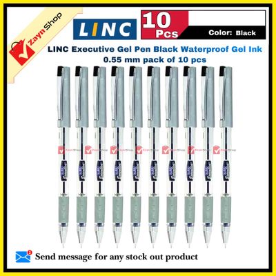 LINC Executive Gel Pen Black Waterproof Gel Ink 0.55 mm Pack of 10 pcs_img_0