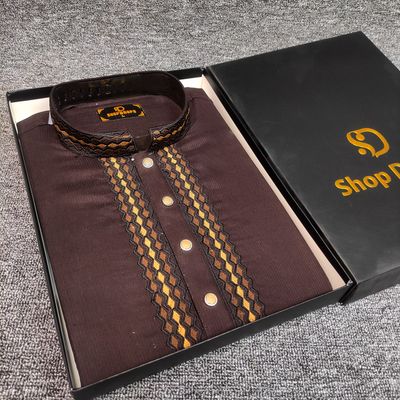 Elite embroidered coffee color panjabi code:415_img_1