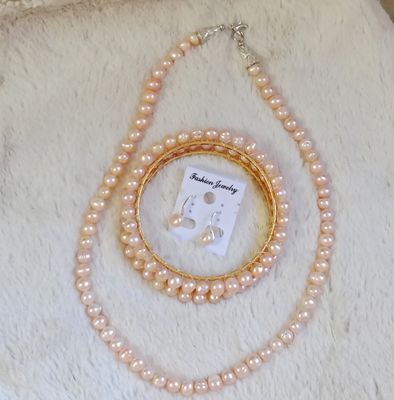 Peach/Pink pearl Necklace Combo Set_img_2