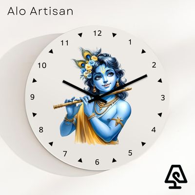 Krishna Flute White Theme Clock_img_0