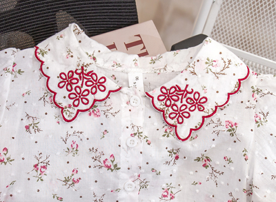 Kids Girls Summer Floral Embroidery Outfit Stylish Cotton Top & Denim Shorts (2-6 years)_img_4
