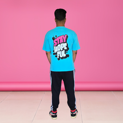 Stay Hopeful (Bright Sky Blue) - Drop Shoulder T-shirt_img_1