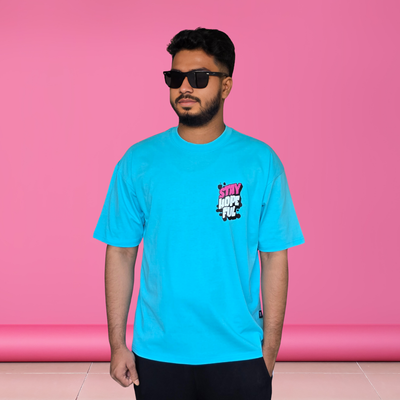 Stay Hopeful (Bright Sky Blue) - Drop Shoulder T-shirt_img_2
