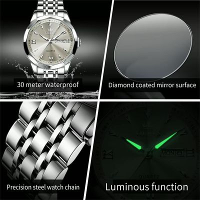 OLEVS 9998 Gents Chain Watch- Grey Dial- Silver Bezel- Silver Chain- TF Code OL970CM_img_3