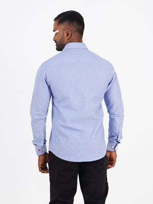 Men Casual Full Shirt Classic Slim Fit Light Blue Cotton – Versatile Formal & Casual | Palli_img_1