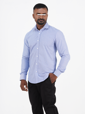 Men Casual Full Shirt Classic Slim Fit Light Blue Cotton – Versatile Formal & Casual | Palli_img_0