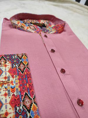Premium Beby pink contrast panjabi for men (Trendy golapi beauty)_img_2