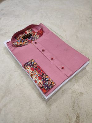 Premium Beby pink contrast panjabi for men (Trendy golapi beauty)_img_3