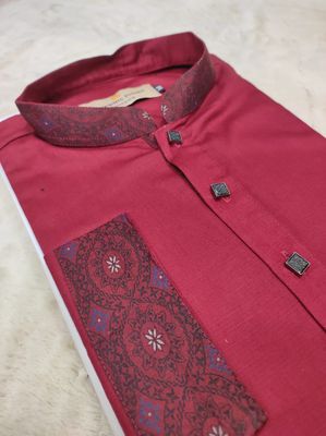 Premium Maroon Contrast Panjabi (Trendy Maroon beauty)_img_2