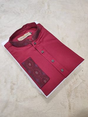 Premium Maroon Contrast Panjabi (Trendy Maroon beauty)_img_3