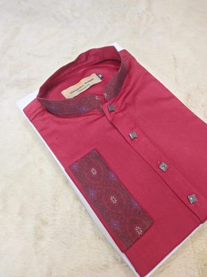 Premium Maroon Contrast Panjabi (Trendy Maroon beauty)_img_4