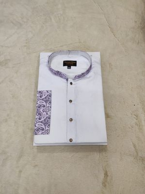 Premium white contrast panjabi for men_img_1