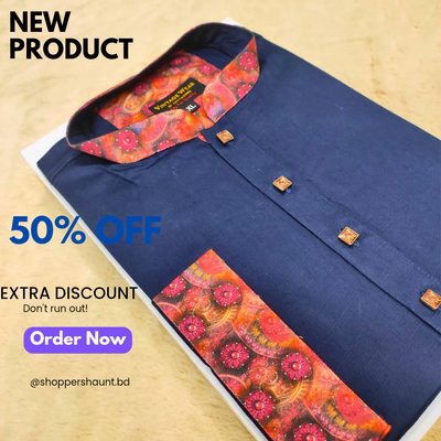 Premium Nevy blue with contrast Panjabi for men_img_0
