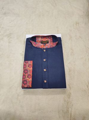 Premium Nevy blue with contrast Panjabi for men_img_1