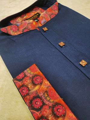 Premium Nevy blue with contrast Panjabi for men_img_2