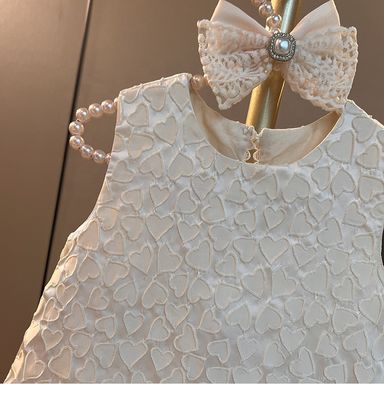 Kids Girls Princess Pearl Elegant Heart Pattern Party Dress (1 to 7 years)_img_4