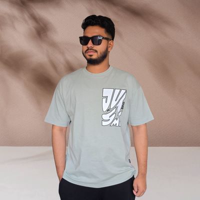 Just Me Bro (Pastel Stone Green) - Exclusive Oversized Drop Shoulder T-Shirt_img_1