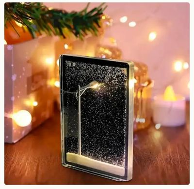 Christmas Gift Handmade DIY Snow Scenery Night Light Romantic Snowflake Lamp DIY Material Desktop Decor Snowy Night Street_img_0