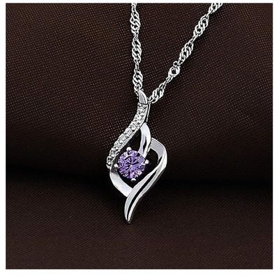 Cubic Zirconia Pendant Purple-Women Jewelry Necklace_img_0
