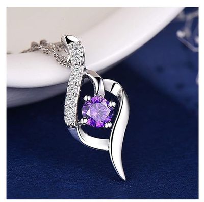 Cubic Zirconia Pendant Purple-Women Jewelry Necklace_img_2
