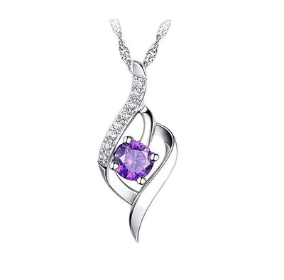 Cubic Zirconia Pendant Purple-Women Jewelry Necklace_img_3