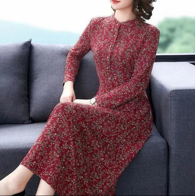 High-End and Stylish Long-Sleeved Dress 2025 Spring, Autumn and Winter New Style Middle-Aged Women's Elegant Long-Sleeved Dress_img_1