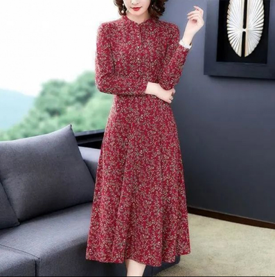 High-End and Stylish Long-Sleeved Dress 2025 Spring, Autumn and Winter New Style Middle-Aged Women's Elegant Long-Sleeved Dress_img_4