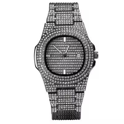 Diamond Zircon Rhinestone Fashion Steel Band Watch_img_1