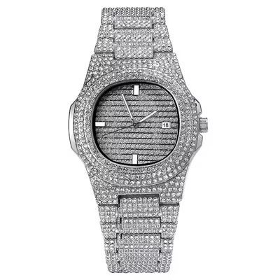 Diamond Zircon Rhinestone Fashion Steel Band Watch_img_2