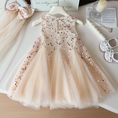 Kids Girls Korean Princess Sleeveless Ruffle Lace Party Dress (1 to 6 years)_img_3