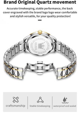 OLEVS 5609 Gents Chain Watch- Blue Dial- Golden Bezel- Silver+Golden Chain- TF Code OL971CM_img_7