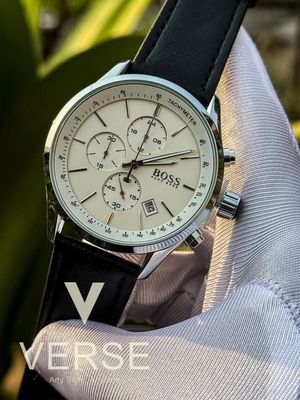 Boss three chrono black belt silver case white dial_img_0