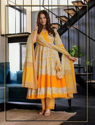 আনারকলি থ্রি পিস – কটন কাপড় কামিজ