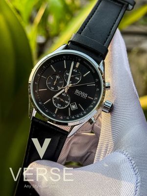 Boss three chrono black belt silver case black dial_img_0
