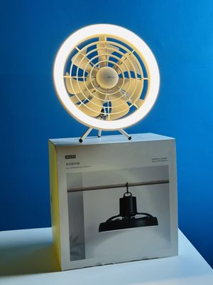 JISULIFE FA17 Rechargeable Fan with LED Ceiling Fan with Long Tripod Stand- White Color_img_1