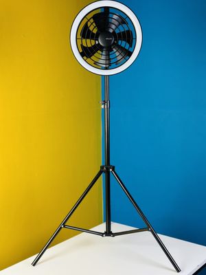 JISULIFE FA17 Rechargeable Fan with LED Ceiling Fan with Long Tripod Stand- Black Color_img_1