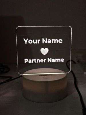 Customizable Love Acrylic Lamp (X Love Y) – Black