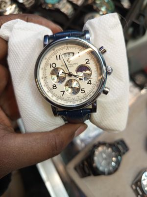Patek Philippe Simple Dial 1/2/3/4 Digit Blue Belt Silver Case_img_0