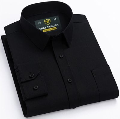 Man's Premium Oxford Cotton Fabrics Farmal Shirt {Black}_img_0