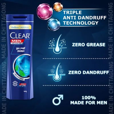Clear Shampoo Men Cool Sport Menthol Anti Dandruff - 330ml -_img_2