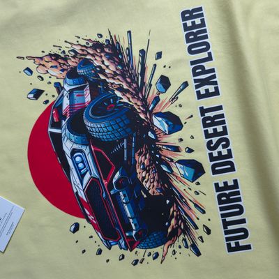 Future Desert Explorer (Pastel Yellow) - Oversized Drop Shoulder T-shirt_img_3