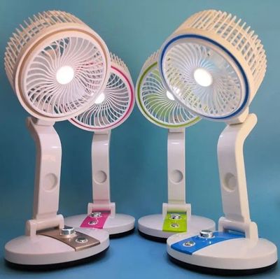 Rechargeable Folding Table Fan with LED Light – Portable & Compact_img_0