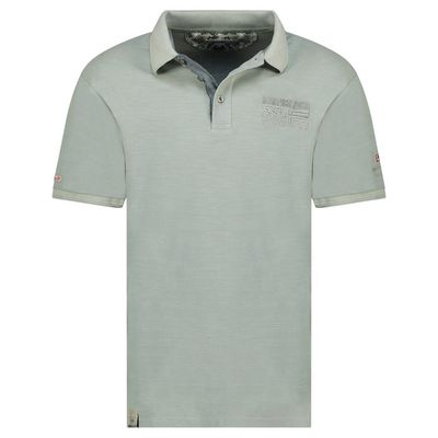 Embroidered polo shirt with flags and short sleeves Olive