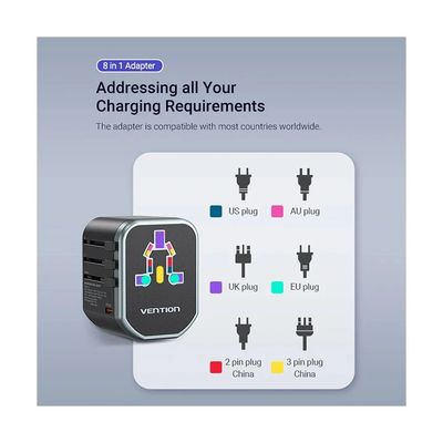 Vention 20W 3-Port USB (C + A + A) Universal Travel Adapter (FJCB0)_img_1